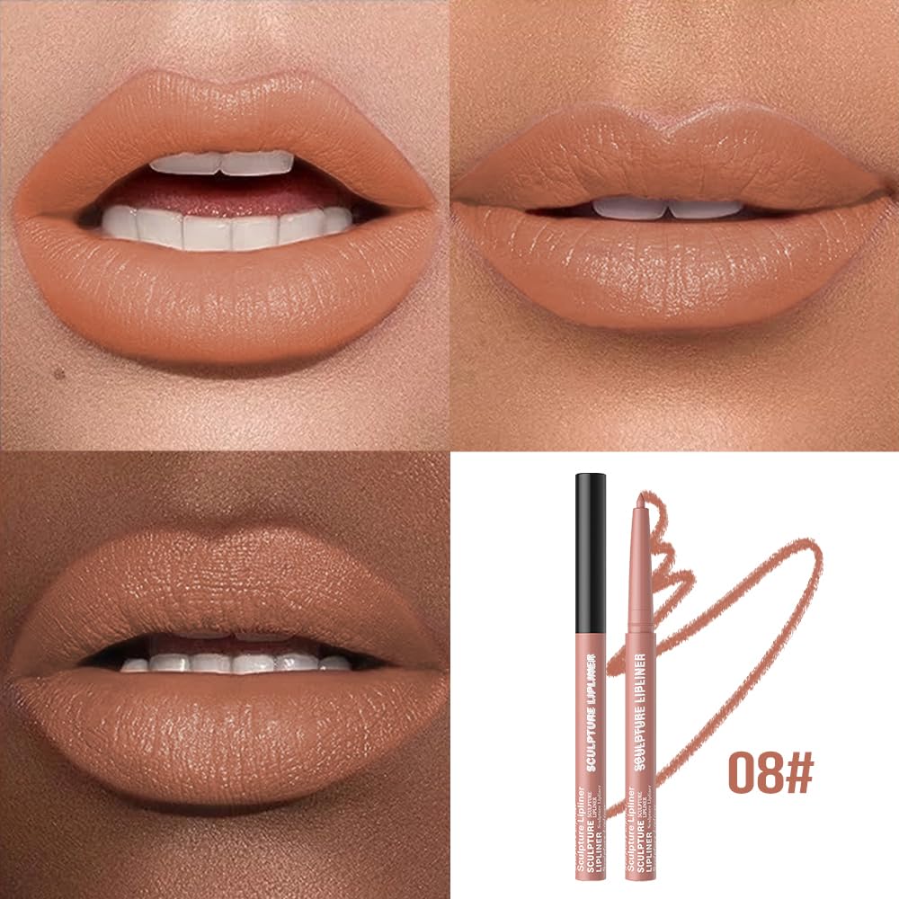K08 Hxssll 12 Colors Matte Lip Liner Pencil – Long Lasting Waterproof Lip Liner, Smudge Proof Transfer Proof Lip Pencil, High Pigment Lip Makeup for Defining & Filling Lips (08#, 1PCS)