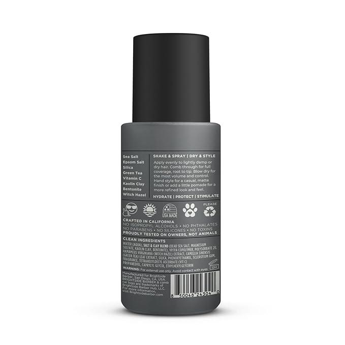 BRIGHTSIDE Salt & Clay Surf Spray - Instant Volume & Texture for Thicker Looking Hair - Natural Sea Salt Spray for Men & Women - Hydrate & Hold for All Hair - Alcohol-Free, Clean ingredients - 6oz