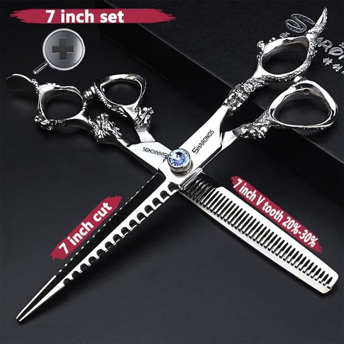 5.5/6 /7 Inch Purple scissors Knight Professional Japanese Hair Scissors Barber Scissors Set (7 inch 2pc-B)