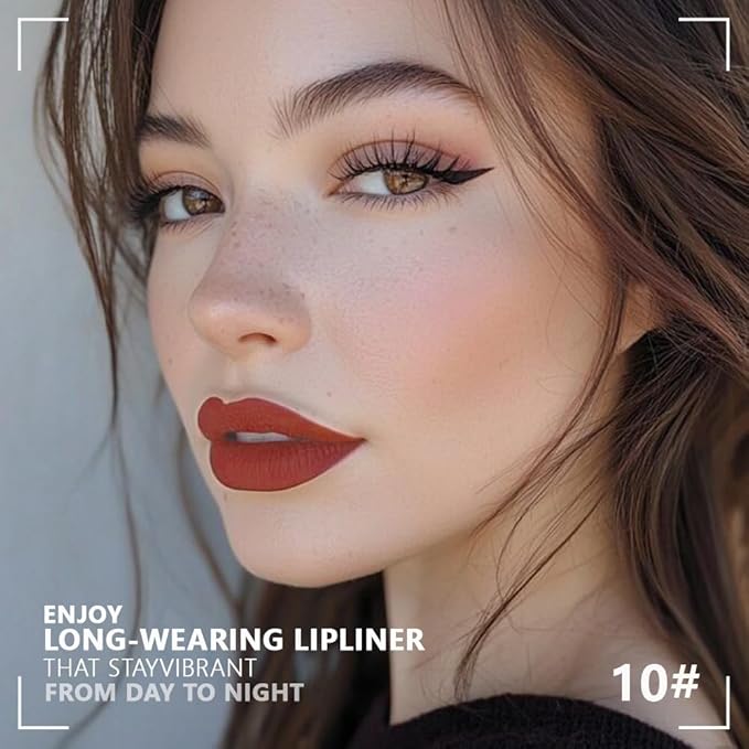 FeiCuiYun Matte Calligraphy Liquid Lip Liner Lipstick Pencil, Fire Brick Long-Lasting Transfer-Proof Lip Stain, Lightweight Lipstick, Sheer Buildable Color, Fades to a Natural Wash of Colors