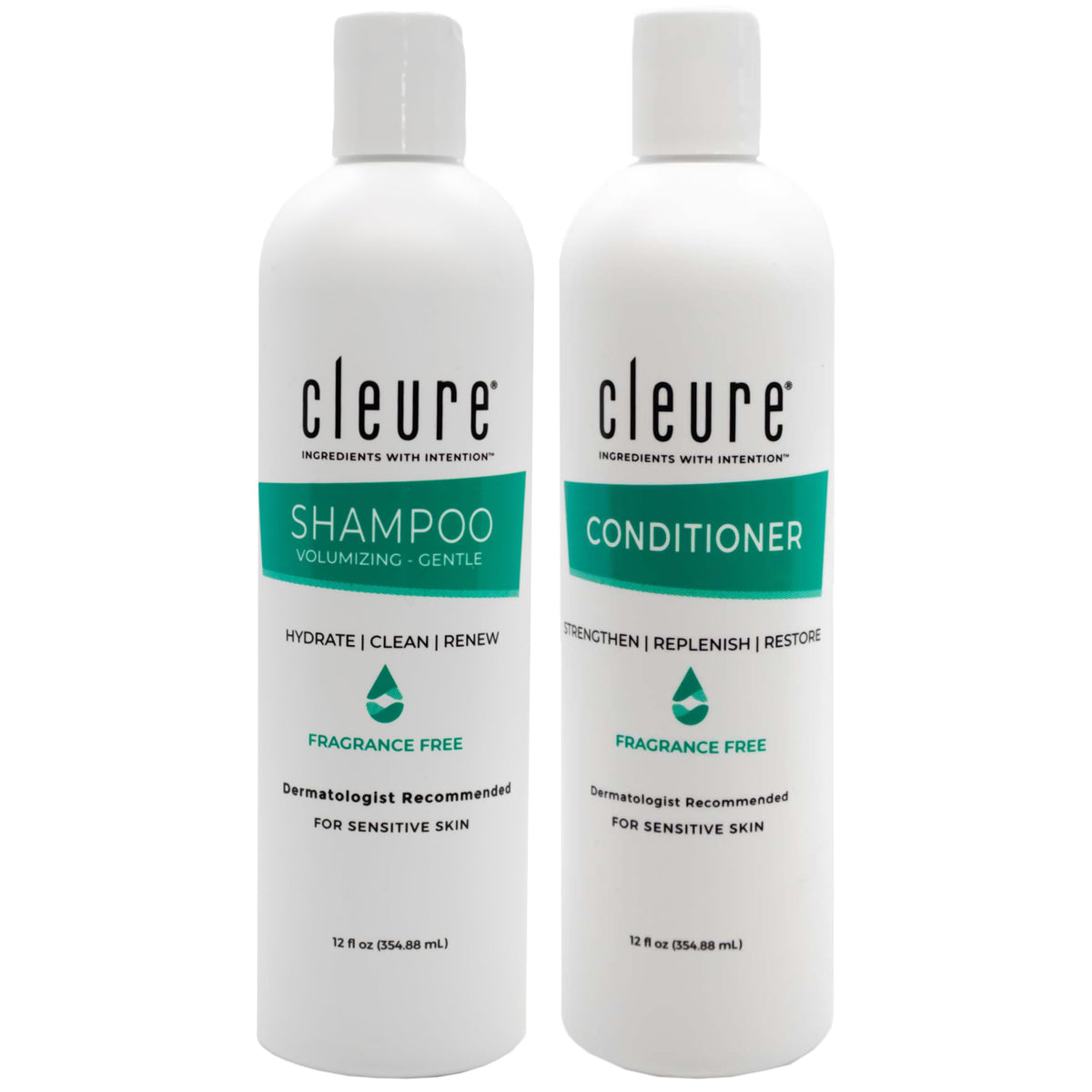 Cleure Volumizing Shampoo & Conditioner Set, Sulfate Free (12 oz Each)