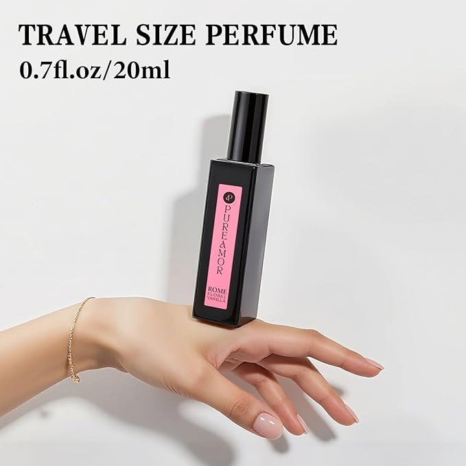 PUREAMOR ROMAN Blossom Vanilla Perfume for Women, Cozy Floral Jasmine & Sweet Vanilla Fragrance, Long Lasting Extrait de Parfum, Advanced Fragrance Travel Size 0.7 oz/20ml Perfume Spray