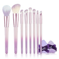 MSQ Make Up Brushes Total 10Pcs-with 8 Makeup Brush & 1 Foundation Puff & 1 Velve Powder Puff, Synthetic Hair Powder Brushes for Blush Countour Concealer Eyeshadow Eyeliner