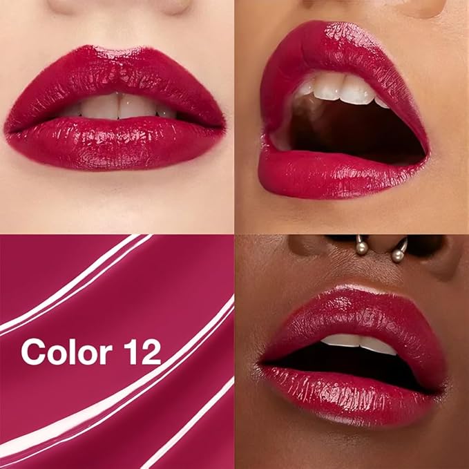 HHLTOH 1Pcs Tinted Lip Balm Moisturizing Lipstick – Waterproof Hydrating Matte Lip Balm for Women, Creamy Natural Color Stain for Dry Lips,Soft Matte Finish with Subtle Scent (#12 Berry Rose Red)