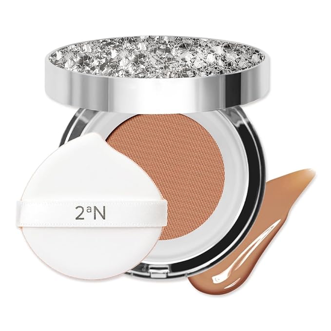 2aN Gleaming Tension Cushion Foundation Pact #29 Caramel Beige, Korean Cushion Foundation Makeup, Lightweight & Buildable Coverage with Ceramides and Centella Asiatica (0.45 oz)