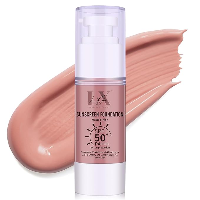 LXSKN Sunscreen Foundation - Waterproof & Lightweight Liquid Foundation with SPF 50++, 3-in-1 Full Coverage Foundation Smooths & Blurs Pores #209