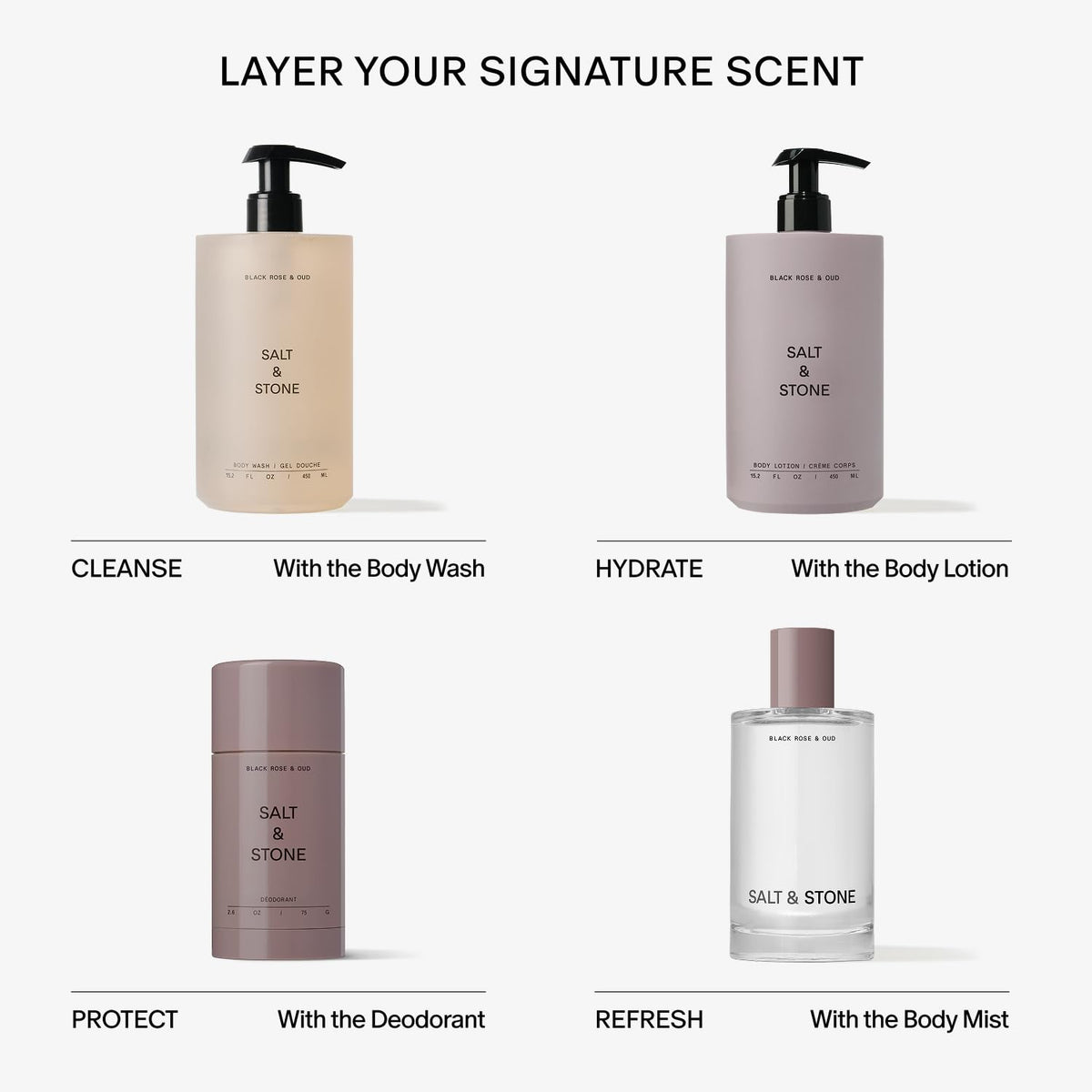Salt & Stone Aluminum-Free Deodorant, Women & Men Black Rose & Oud 2.6 oz