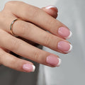 BTArtbox Press On Nails, Silken Halo, Short Square, White French Tip, 32Ct