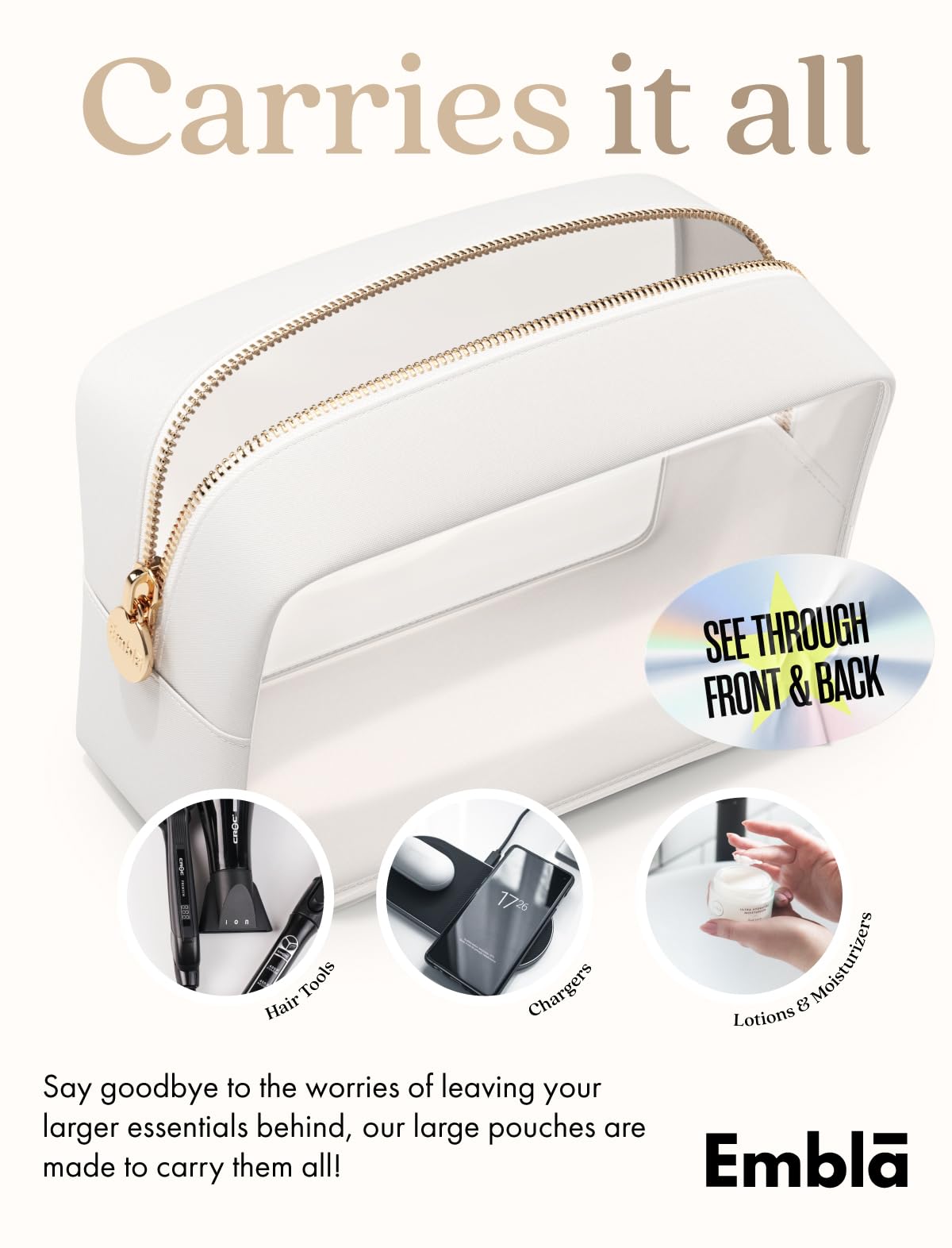 Makeup Bag for Women, Travel Cosmetic Organizer, Waterproof Toiletry Pouch
