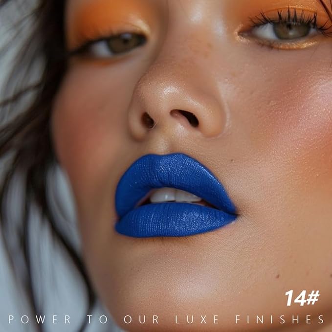 IATMOMOD Steel Blue Cream Matte Lipstick Stick 14#, Longwear Full Coverage Velvet Lip Color, Waterproof Multi-Use Lip & Cheek Makeup for Party & Daily Wear, Labial con color mate para uso diario