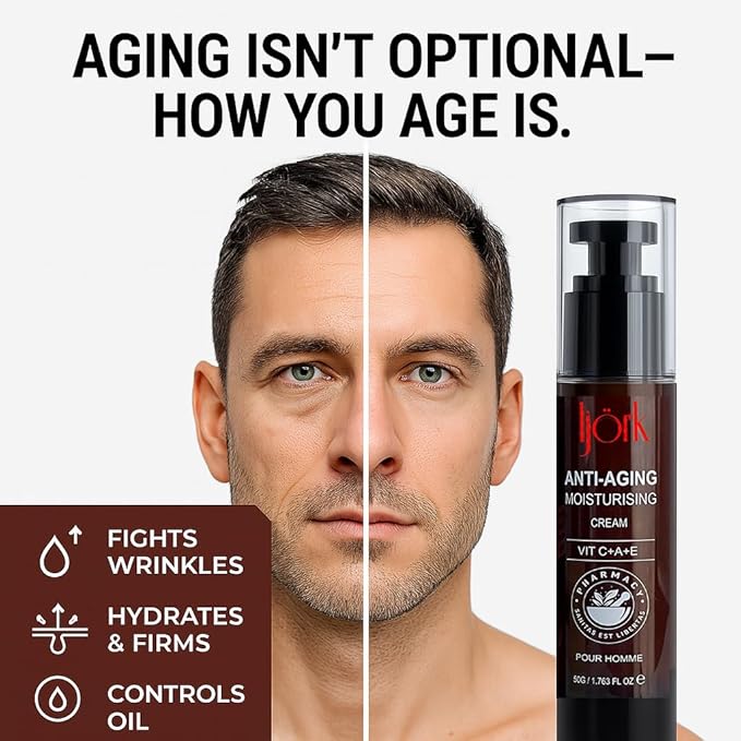 ljörk 2 x Men’s Anti-Aging for Face and Neck – Anti Wrinkle and Skin Toning | Moisturizer for Firm, Smooth Skin | Lightweight & Non-Greasy | Unscented