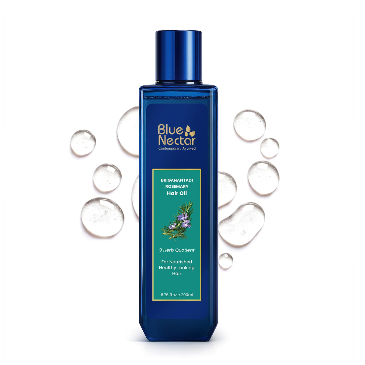Blue Nectar Rosemary and Bhringraj Ayurvedic Scalp Oil for Hair Growth with Amla, 3.38 Fl Oz