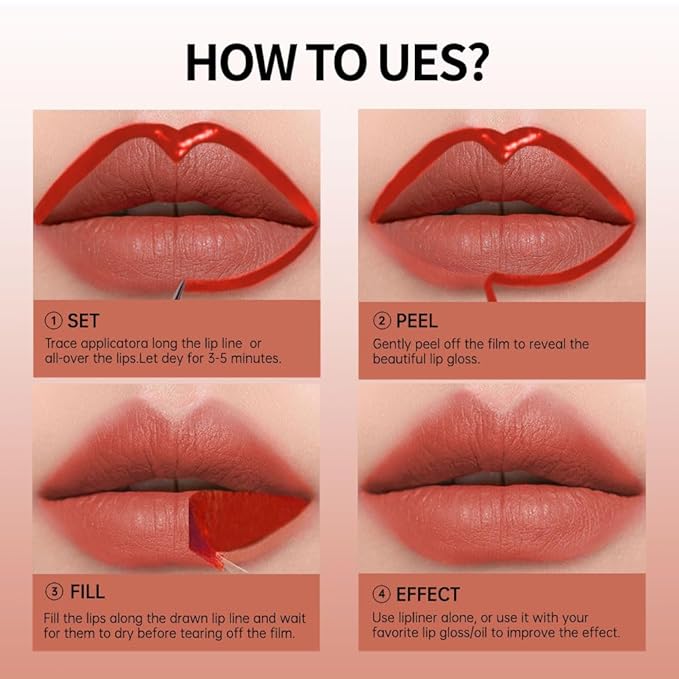 KXmzeG Matte Lip Liner Peel Off Lip Stain, Long Lasting Peel Off Lip Liner Stain, Peel-off Lip Gloss For All Skin Types, Transfer-proof Highly Pigmented Color Waterproof, (05#, Pack of 1)