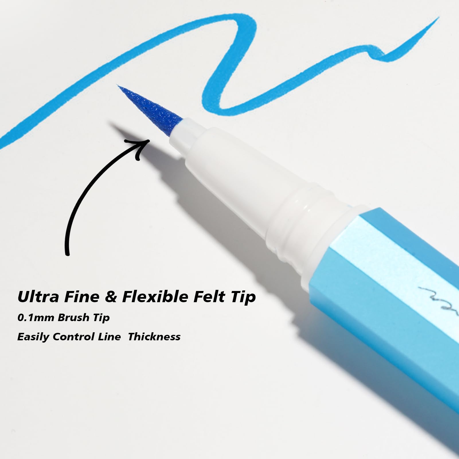 YES.EYE DO Liquid Eyeliner, Sky Blue Liquid Eyeliner Pen, Felt Tip Blue Eye Liner for Flexible Line Thickness - Easy to Remove with Warm Water - Drama Makeup&Body Art Use, (Skyline Blue)