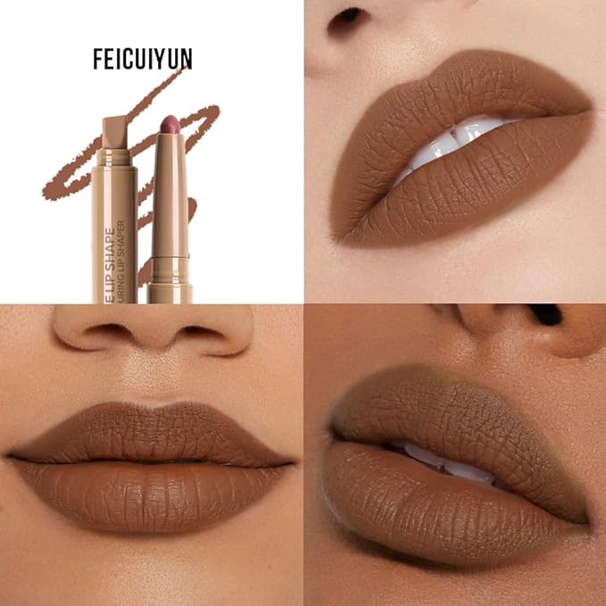 FeiCuiYun Matte Crayon Lip Liner Pencil, Espresso Martini Lip Liners Lipstick For Women, Plump Creamy Formula With Silicone Smudger for Define Contours & Sculpting Lip, Cruelty-Free, 0.75g/0.026oz