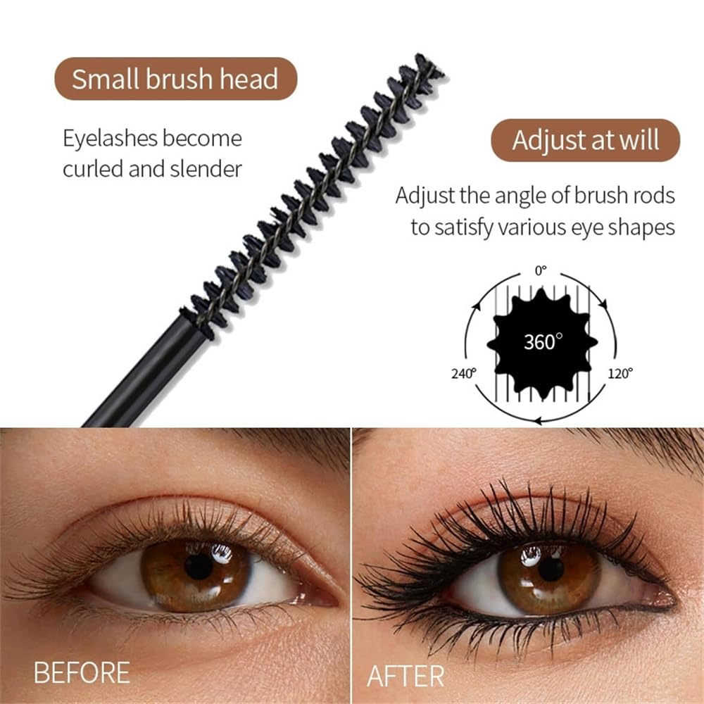 Ultra-Slim Brush Tubing Mascara for Mature Lashes – Waterproof Volume + Length for Fine Short Lower Lashes, Hypoallergenic Smudge-Proof Formula, Older Women Sensitive Eyes Friendly (Black)