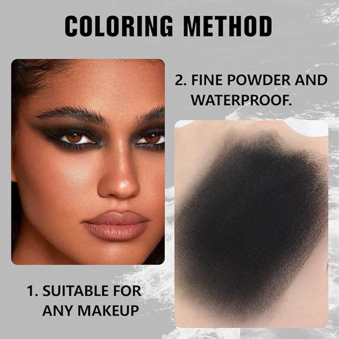FeiCuiYun Matte Single Eye Shadow Palette Makeup, Deep Dark Black Monochrome Eyeshadow For Older Women, Mini Single Pressed Pigmented Waterproof Sombras Para Ojos, Vegan, Talc, Paraben&Cruelty Free