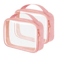 FAYORORY Travel Toiletry Bag,2 Pack Clear Makeup Bags with Handles,180°Opening Clear Cosmetic Bags for Traveling Women,Men,Travel Essentials,Pink