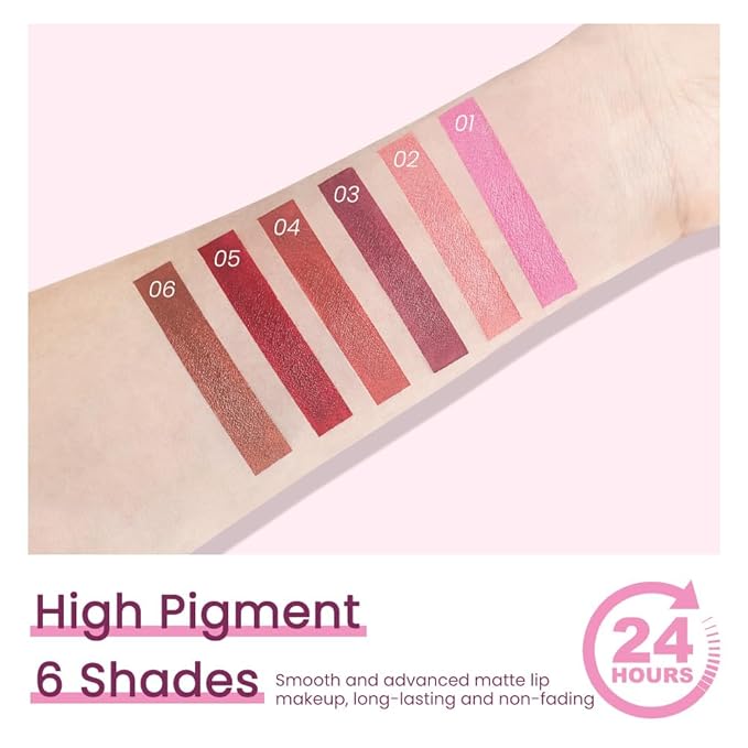 CAKAILA 3Pcs Nude Pink Purple Mauve Lavender Lip Stick,Matte Cream Lipstick Set for Women,Long Lasting Waterproof Smudge Proof Velvet lipsticks Crayon,Lip Makeup Kit Travel Size,Vegan & Cruelty-free