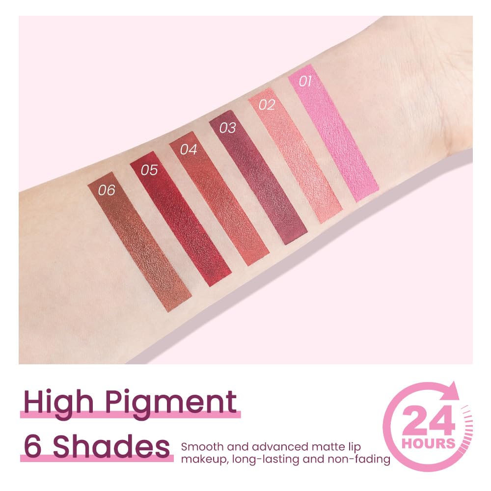 CAKAILA 3Pcs Nude Pink Purple Mauve Lavender Lip Stick,Matte Cream Lipstick Set for Women,Long Lasting Waterproof Smudge Proof Velvet lipsticks Crayon,Lip Makeup Kit Travel Size,Vegan & Cruelty-free