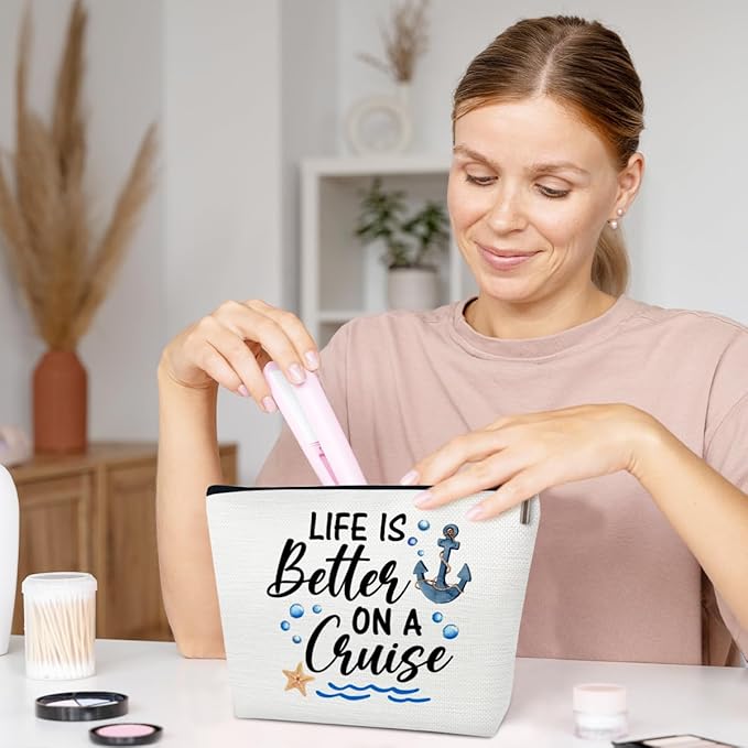 Ythuil Cruise Makeup Bag, Life Is Better On A Cruise, Makeup Travel Bag
