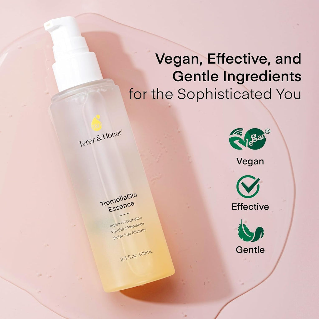 TEREZ & HONOR Collagen Night Wrapping Peel Off Mask & TremellaGlo Essence Face Serum Day & Night Glow Duo, for Elasticity, Hydrating & Glow, Korean Skincare, Dermatologist Tested