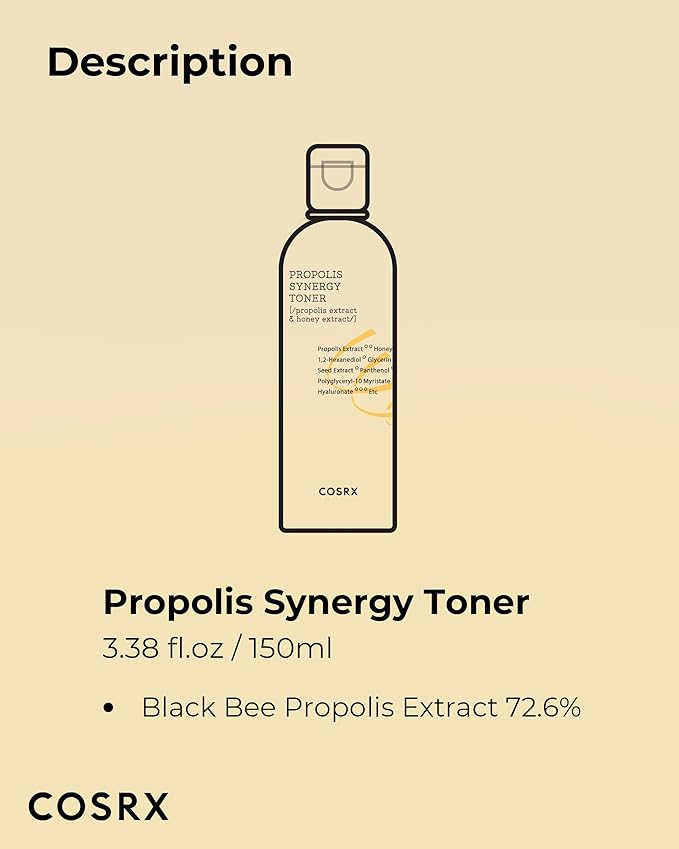 COSRX 72% Propolis Honey Toner, 3X Increase in Moisture Level, 5.07 fl.oz