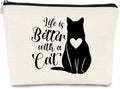 BARPERY Cat Mom Gifts: Makeup Bag for Women, Perfect for Birthday or Valentine's Day, Life's Better with Cats