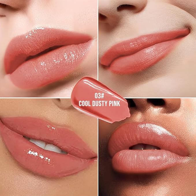 Hxssll Nourishing High-Shine Lip Gloss,Hydrating & Moisturizing Lip Tint, Non-Sticky, Long-Lasting Glossy Lip Stain,Softens & Plumps Lips for Smooth,Gentle Formula for Dry Lips 03#Cool Dusty Pink