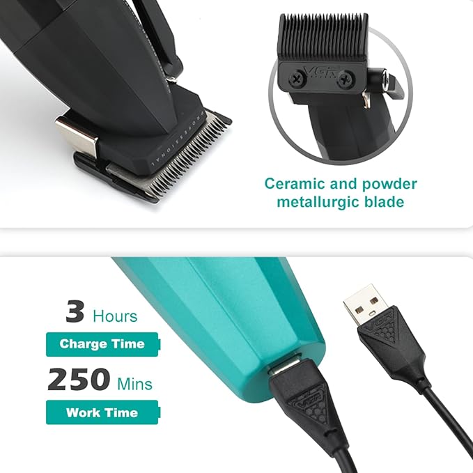 VGR 003 Professional Hair Clippers for Men with Clipper Trimmer Set, Green