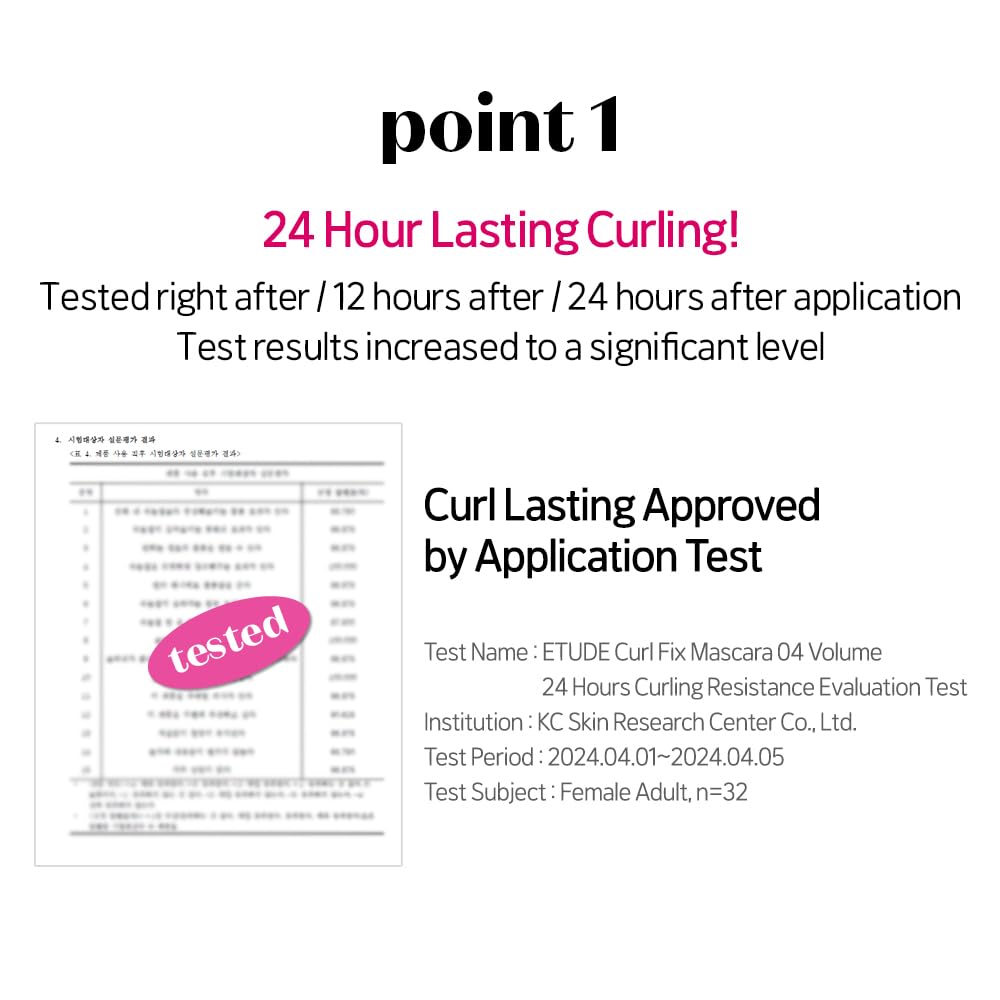 ETUDE Curl Fix Mascara Volume 1+1 Set, Lash Mascara, Strong Curl Up, Long-Lasting, Waterproof, Light-Weight, Korean Makeup, Beauty, Vegan Certified (0.54 Fl Oz)