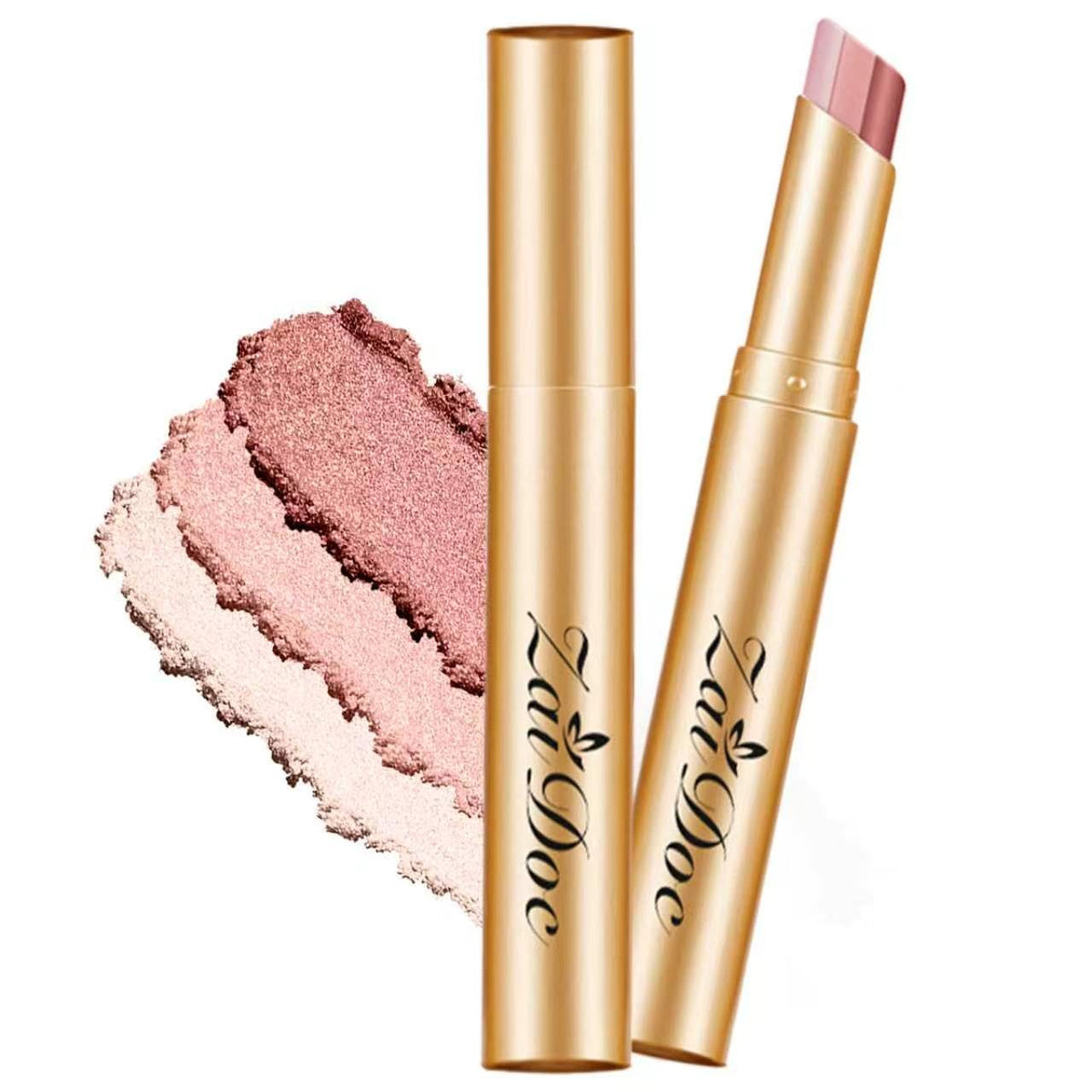 ZAIDOC 3 Colors Eyeshadow Stick, Buildable Natural Rose Gold Pink Eye Shadow Pen, Waterproof Long Lasting Smooth Creamy Blendable Eye Makeup for Beginners, 3.5g (Fine Glitter Rose)