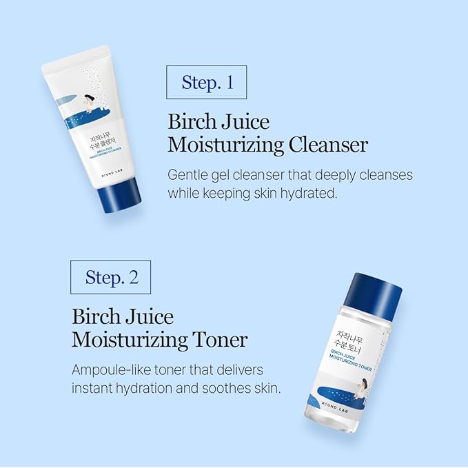 ROUND LAB Birch Juice Moisturizing Mini Kit 4-Step Skin Care Set