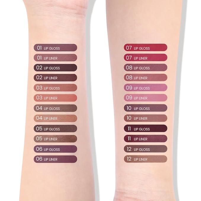 AMY'S DIARY 2pcs Taupe Lip Liner & Lipstick Makeup Set, Liquid Lipstick 24H and Lip Liner Set Matt Liquid Lips Make Up Waterproof Long Lasting (04#, 2 Pcs Set)