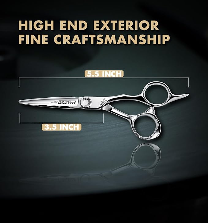 GGPH Professional Hair Cutting Scissors - SUS 440C & Cobalt Stainless Steel Barber Shears Fine Adjustment Tension Premium Shears for Hair Cutting (Hair Cutting Scissors S5, 5.5 Inches)