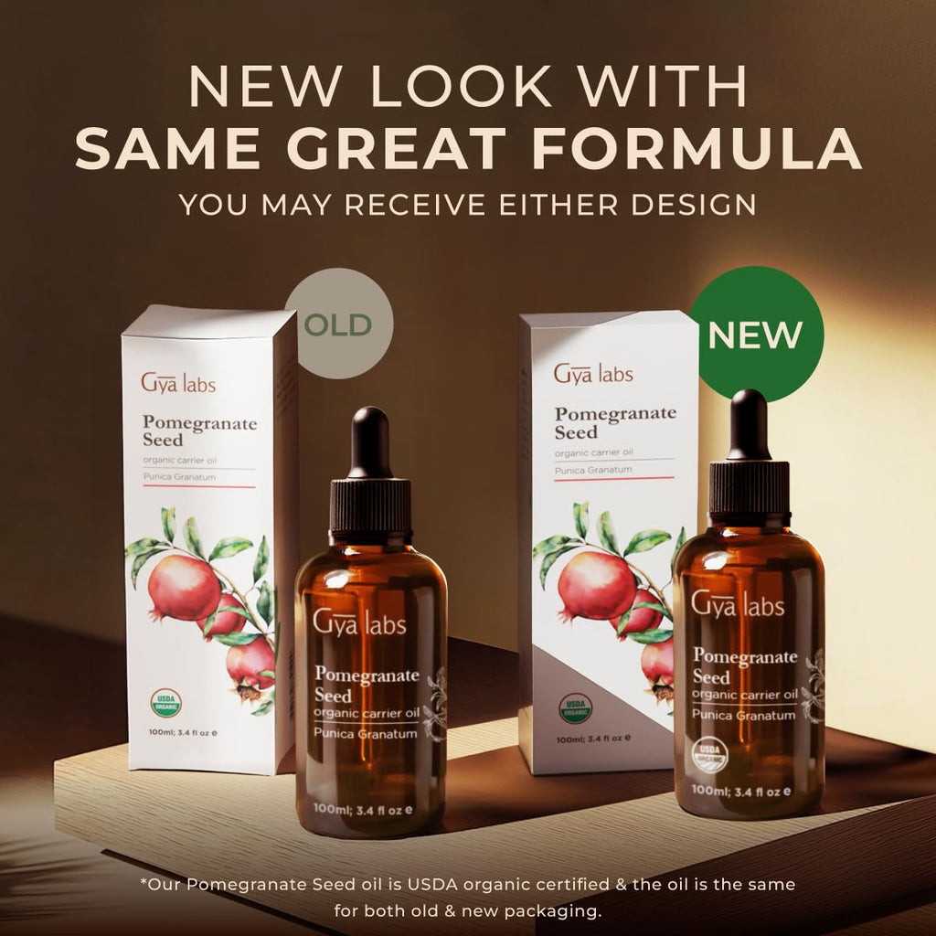Gya Labs USDA Organic Pomegranate Seed Oil - 3.4 Fl Oz - Carrier Oil for Hair, Skin, Face, Scalp & Body Massage