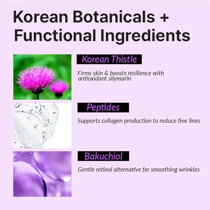 Returnu The Firm Ampoule - Firms, Lifts & Reduces Wrinkles + Puffiness for a Youthful, Radiant Complexion - Enriched with Peptides, Bakuchiol & Korean Thistle Vegan Korean Skincare (1.01 fl. oz)