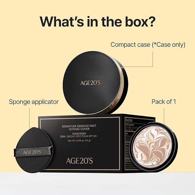 [NEW] AGE20'S Signature Essence Pact | 27C HONEY | Vegan Korean Cushion Foundation | Pack of 1 | Cream Foundation, Dewy & Glow Finish, Natural Coverage, SPF 50+