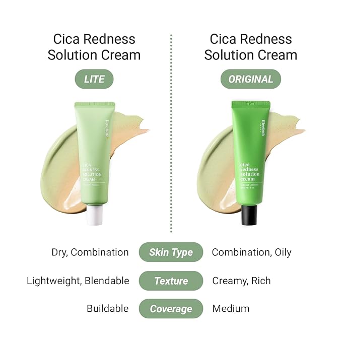 Meebak Cica Redness Solution Lite – Green Color Correcting CC Cream for Redness Relief w/ Niacinamide & Centella Asiatica, Korean Tone Up Cream, Tinted Moisturizer for Sensitive, Fair to Medium Skin