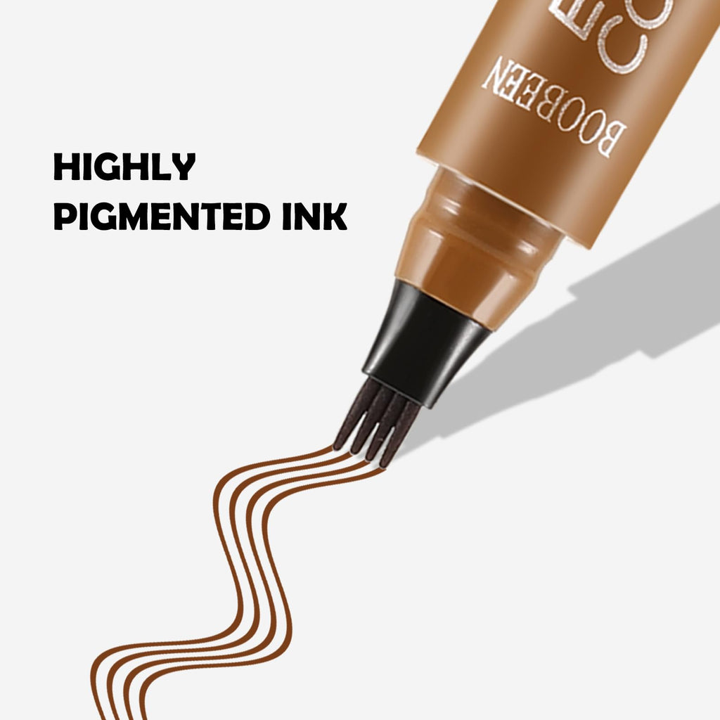 Boobeen Liquid Eyebrow Pen, Microblading Eye Brow Pencil with 4 Micro Tip, Waterproof Brow Pen Filler Creates Natural Brow Makeup, Long-lasting