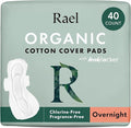 Rael Organic Cotton Cover Sanitary Pads for Women, Heavy (Overnight, 40 Ct)