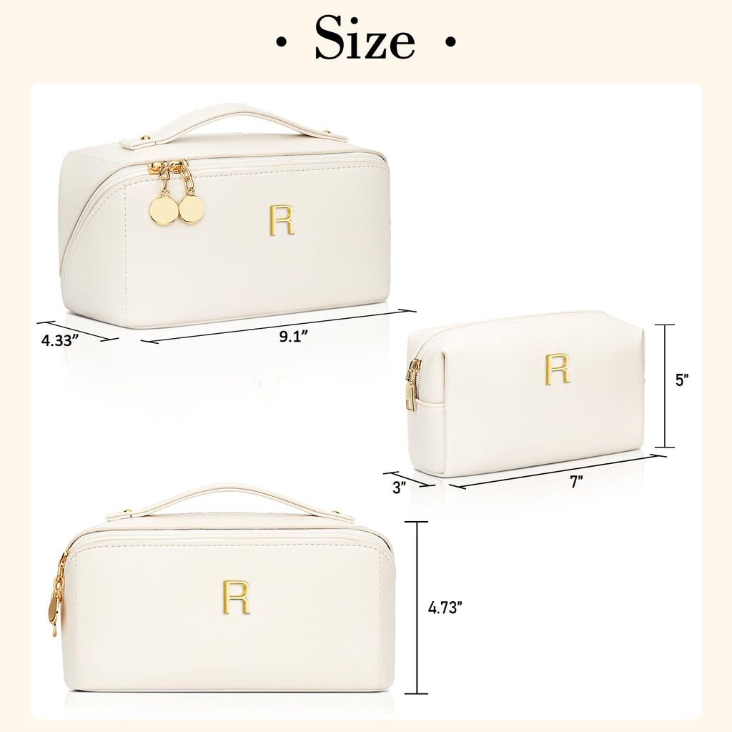 CLOUDWINGS Initial Makeup Bag Personalized Gift for Women Teen Girls