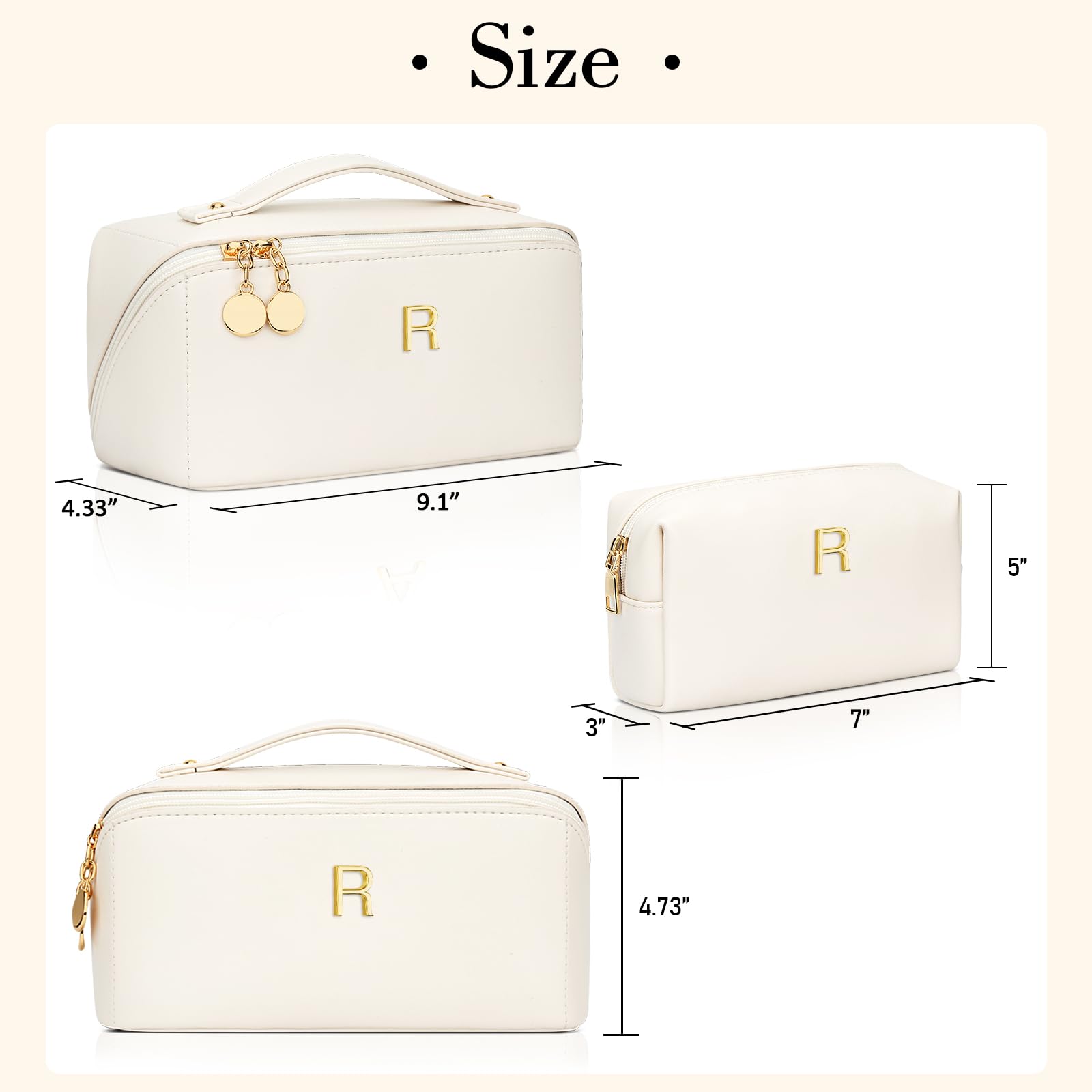 CLOUDWINGS Initial Makeup Bag Personalized Gift for Women Teen Girls