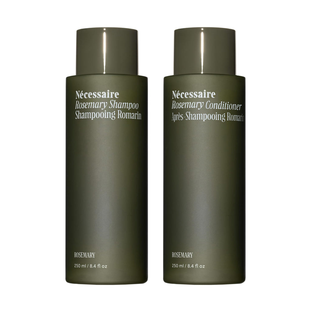 Nécessaire Rosemary Hair Duo | Multi-Protein Strengthening Rosemary Shampoo and Conditioner Set For Thinning Hair. For Women + Men. Free Of Sulfates. Color-Safe. 250 ml / 8.4 oz