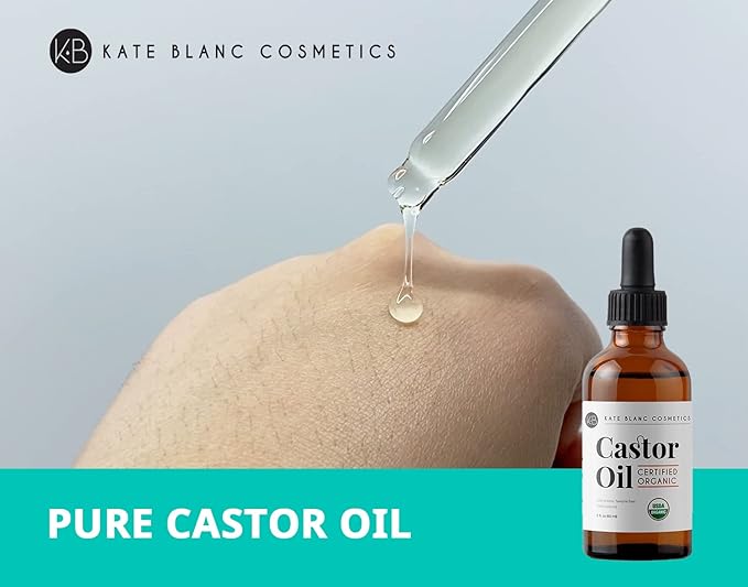 Kate Blanc Cosmetics Castor Oil Organic for Hair, Lashes, Face, Skin (2oz)