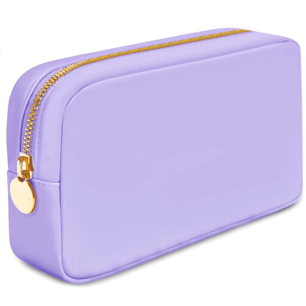 DANCOUR Small Makeup Bag for Purse Cute Preppy Cosmetic Pouch Travel Organizer Mini Nylon Zipper Bag for Women and Girls Purple