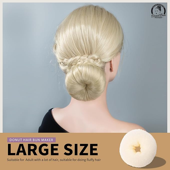 Teenitor 4pcs Hair Bun Shaper Set with Extra-large, Large, Medium, Small Donut Hair Bun Maker, 20pcs Bobby Pins, Cream Color