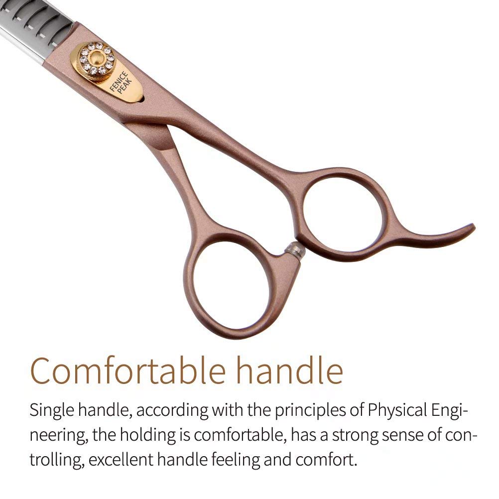 Fenice Peak Thinning Shears for Dogs and Cats Pet Grooming Scissors Chunkers Shears 440C Stainless Steel Professional Dog Trimming Scissors 7''