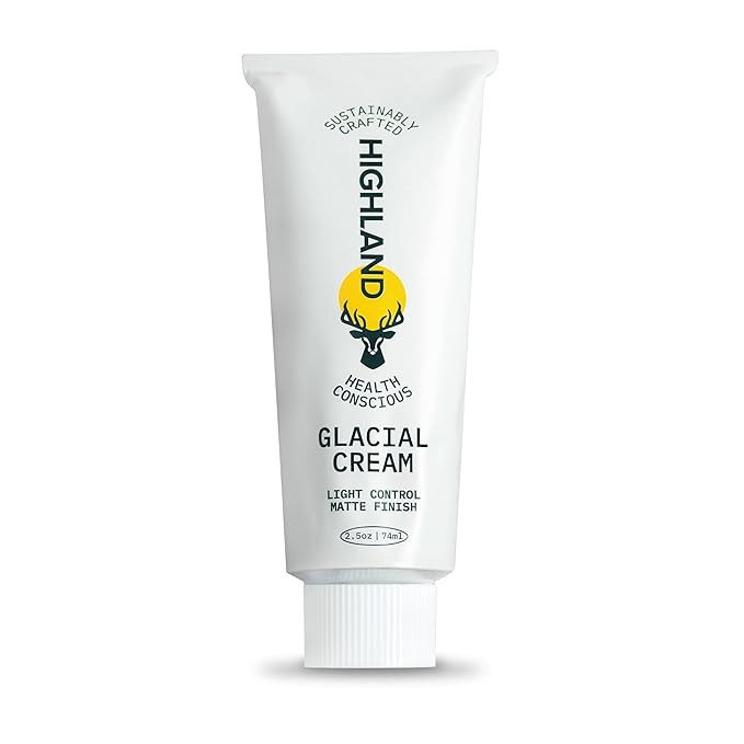 Highland Glacial Cream - Hair Styling Cream- Smooths, Hydrates, De-Frizzes, Texturizes & Defines - Low Hold Matte Finish for All Hair Types - Natural Ingredients that Boost Hair & Scalp Health- 2.5 oz