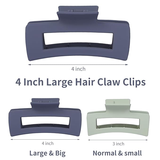Sisiaipu Hair Clip - Claw, 4.1 Inch Extra Large for Thick, Long, Curly Hair, 12 Pcs, 12 Rubber Paint and Plastic Materials, Non-Slip Design, Women and Girls Hair Accessories - Multicolor